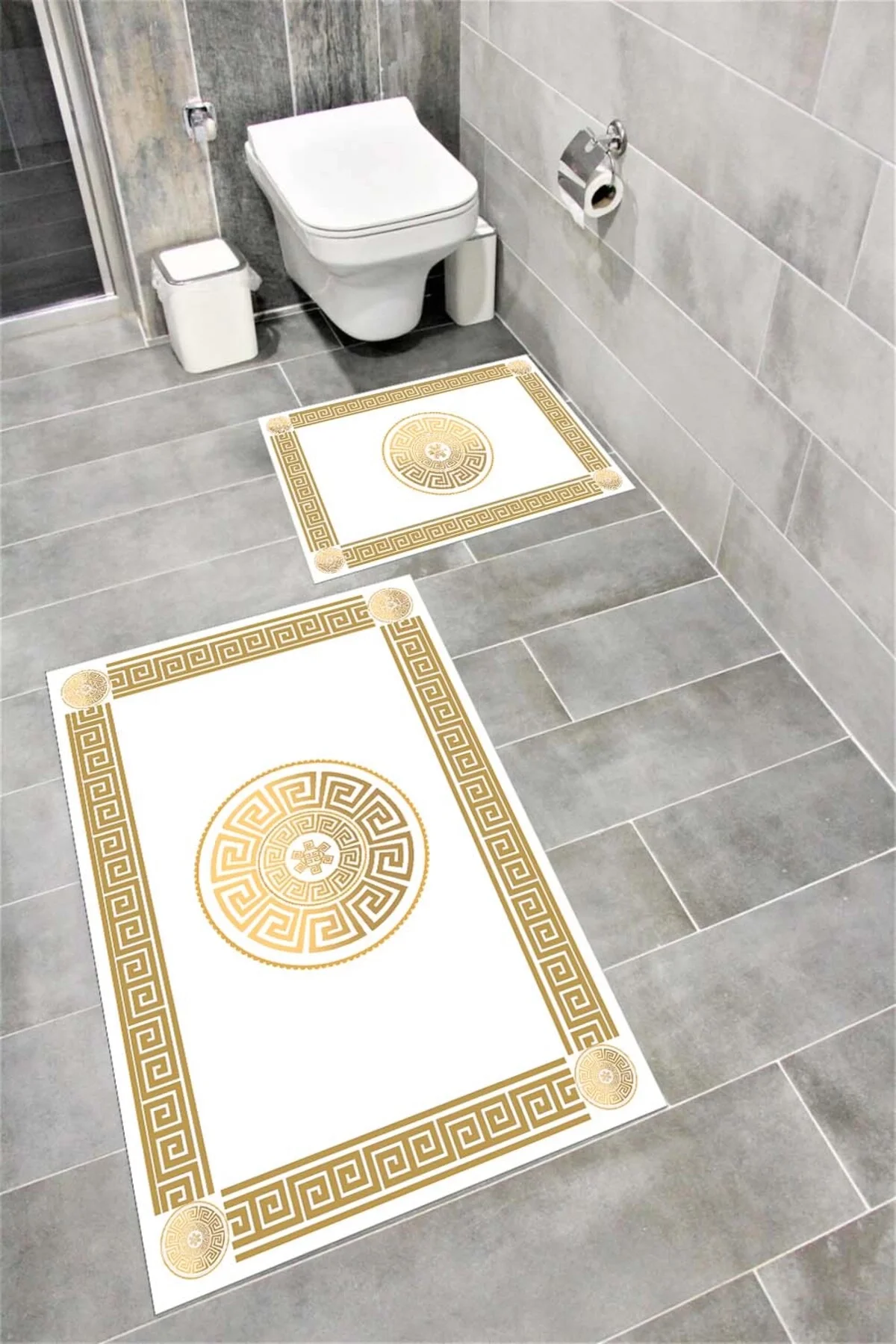 Su Emici Yumuşak Kaymaz Taban Sünger Dolgulu  Yıkanabilir Dekoratif Banyo Paspası 1039GOLDAY