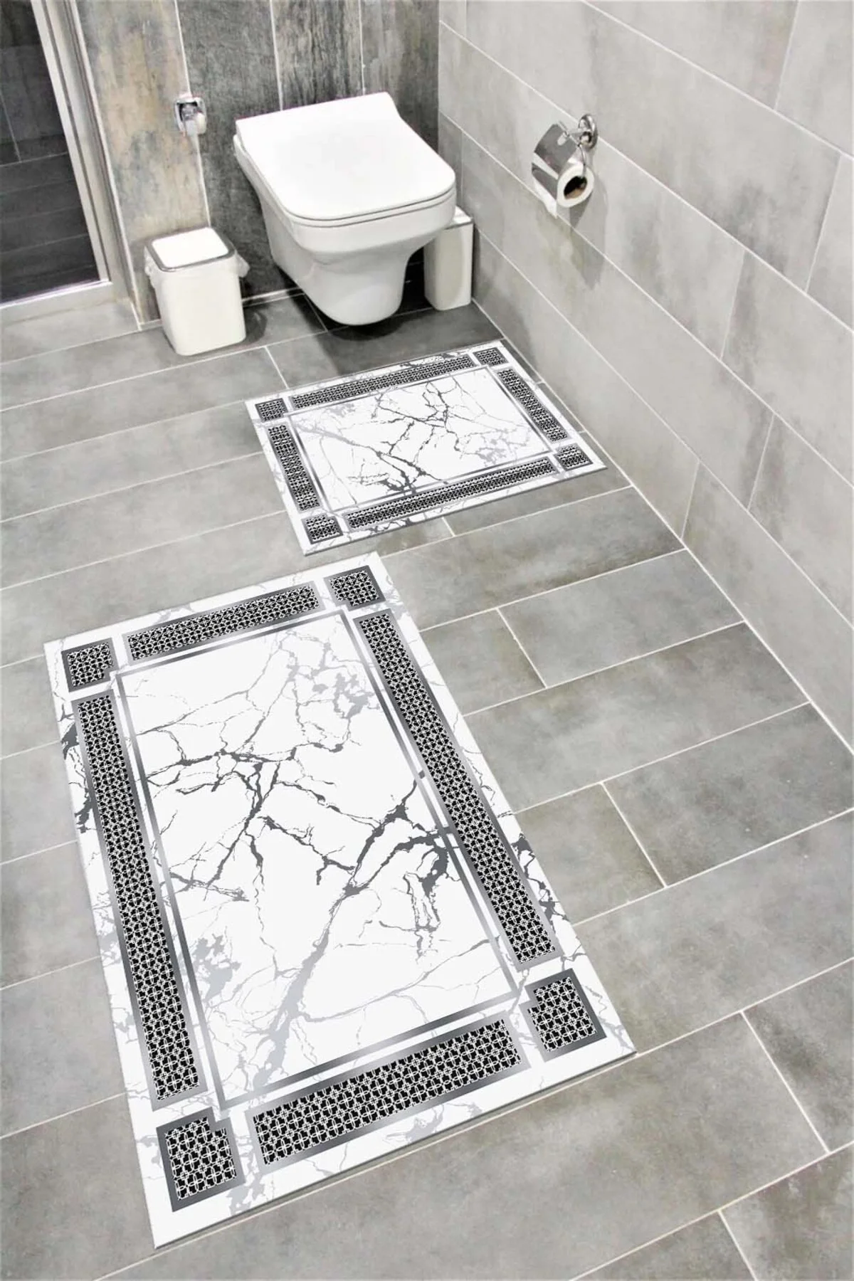 Su Emici Yumuşak Kaymaz Taban Sünger Dolgulu  Yıkanabilir Dekoratif Banyo Paspası 1002