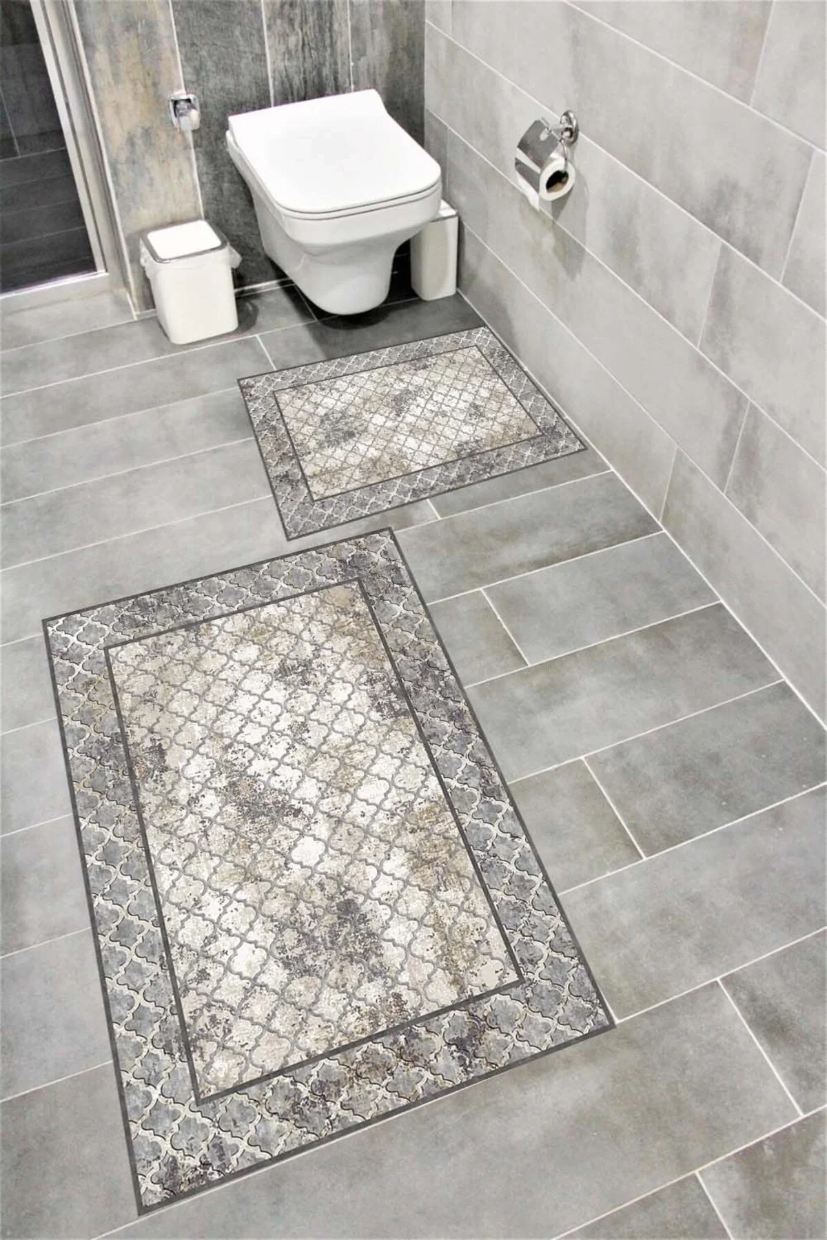 Su Emici Yumuşak Kaymaz Taban Sünger Dolgulu  Yıkanabilir Dekoratif Banyo Paspası 1064