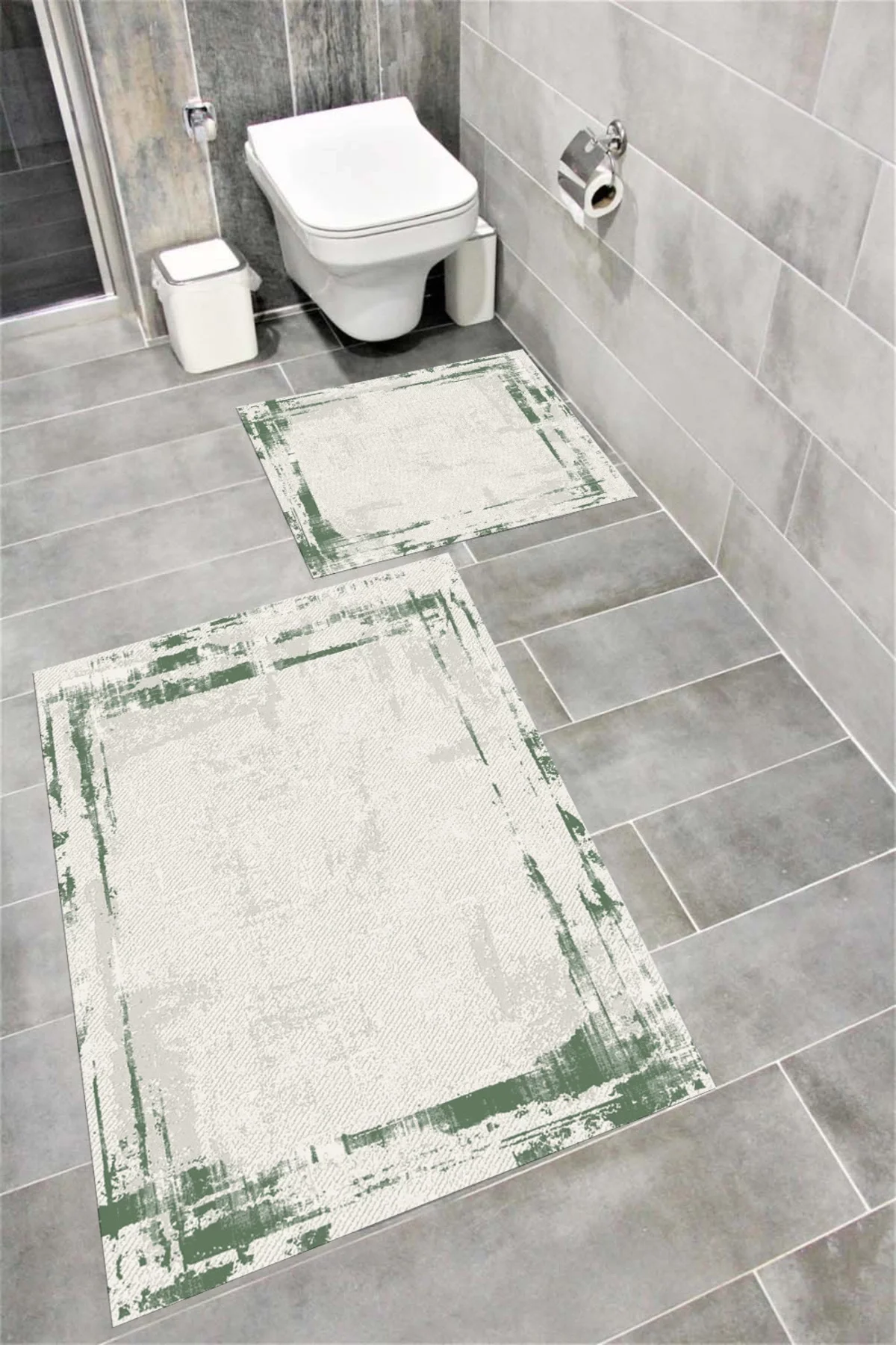 Su Emici Yumuşak Kaymaz Taban Sünger Dolgulu  Yıkanabilir Dekoratif Banyo Paspası 1013GRESS