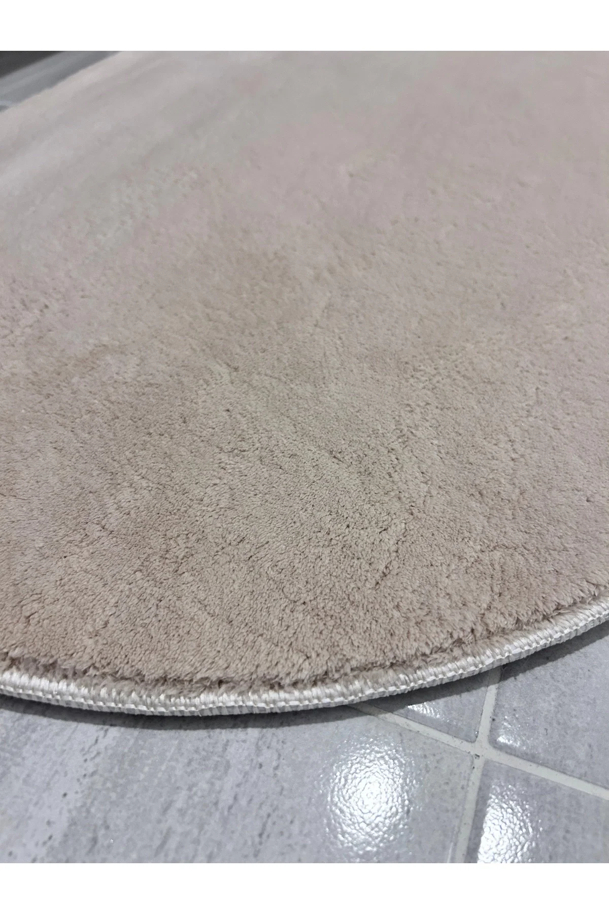 Peluş Puffy Bambu Kaymaz Deri Taban 2li Set Klozet Krem Banyo Paspas Takımı