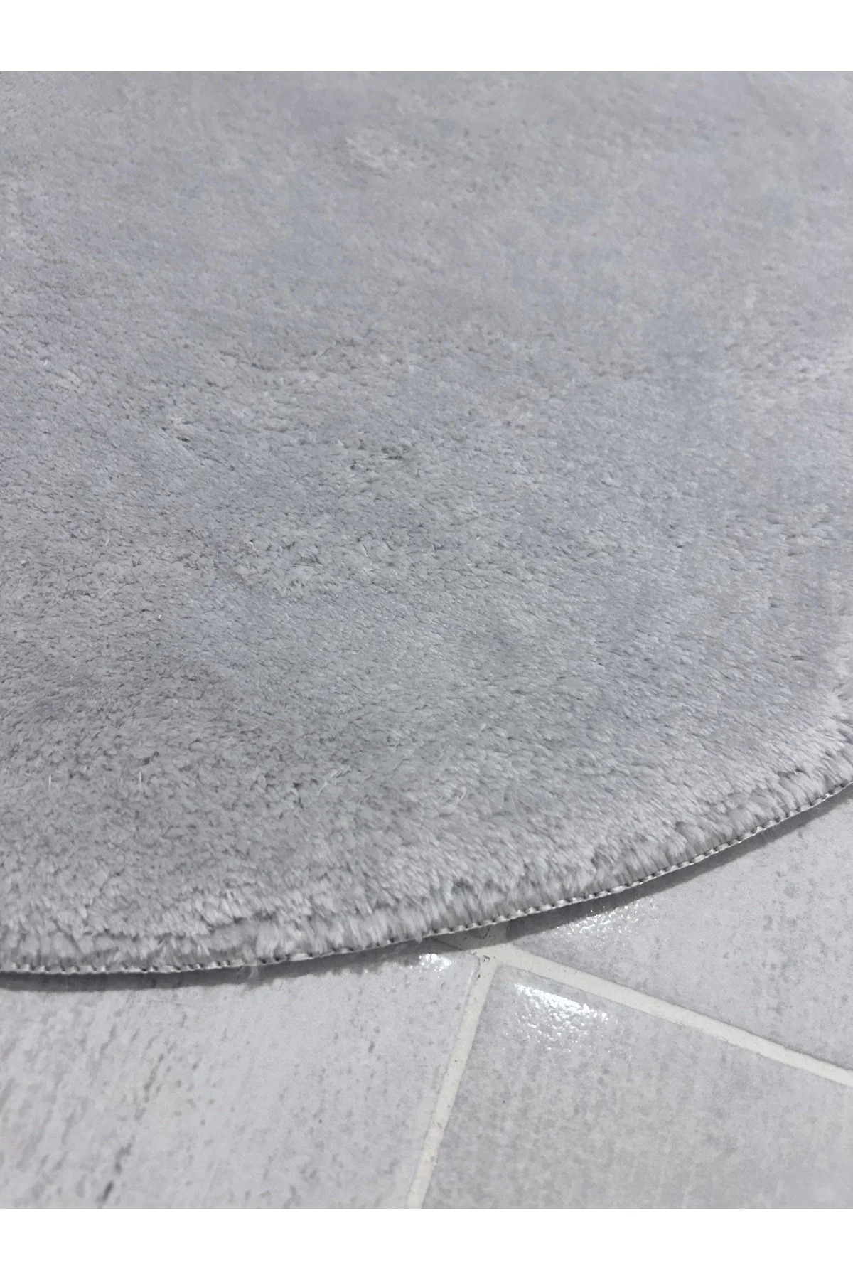 Peluş Puffy Bambu Kaymaz Deri Taban 2li Set Klozet Gri Banyo Paspas Takımı