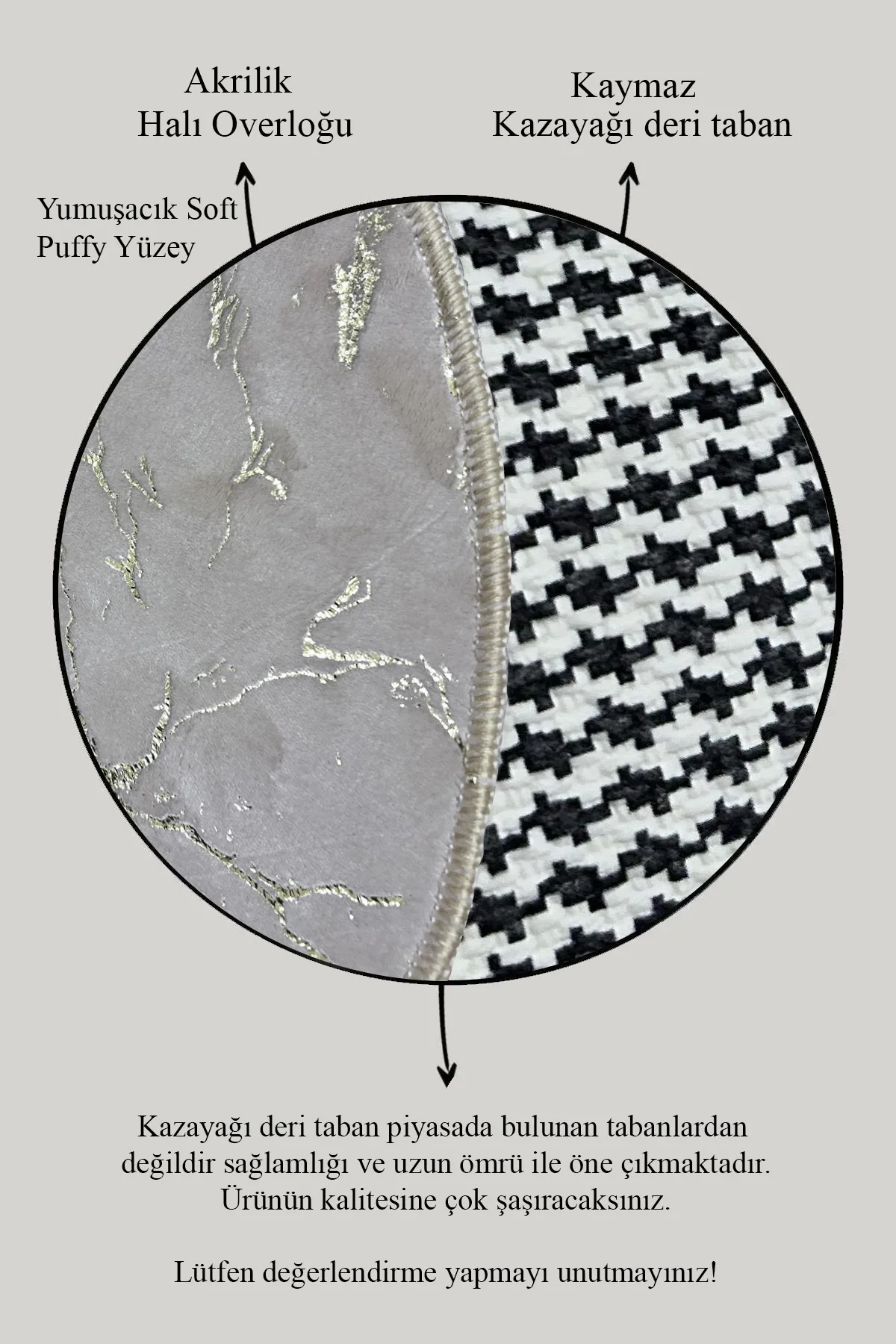 Simli Bambu Kaymaz Deri Taban 2li Set Klozet Krem Gold Banyo Paspas Takımı