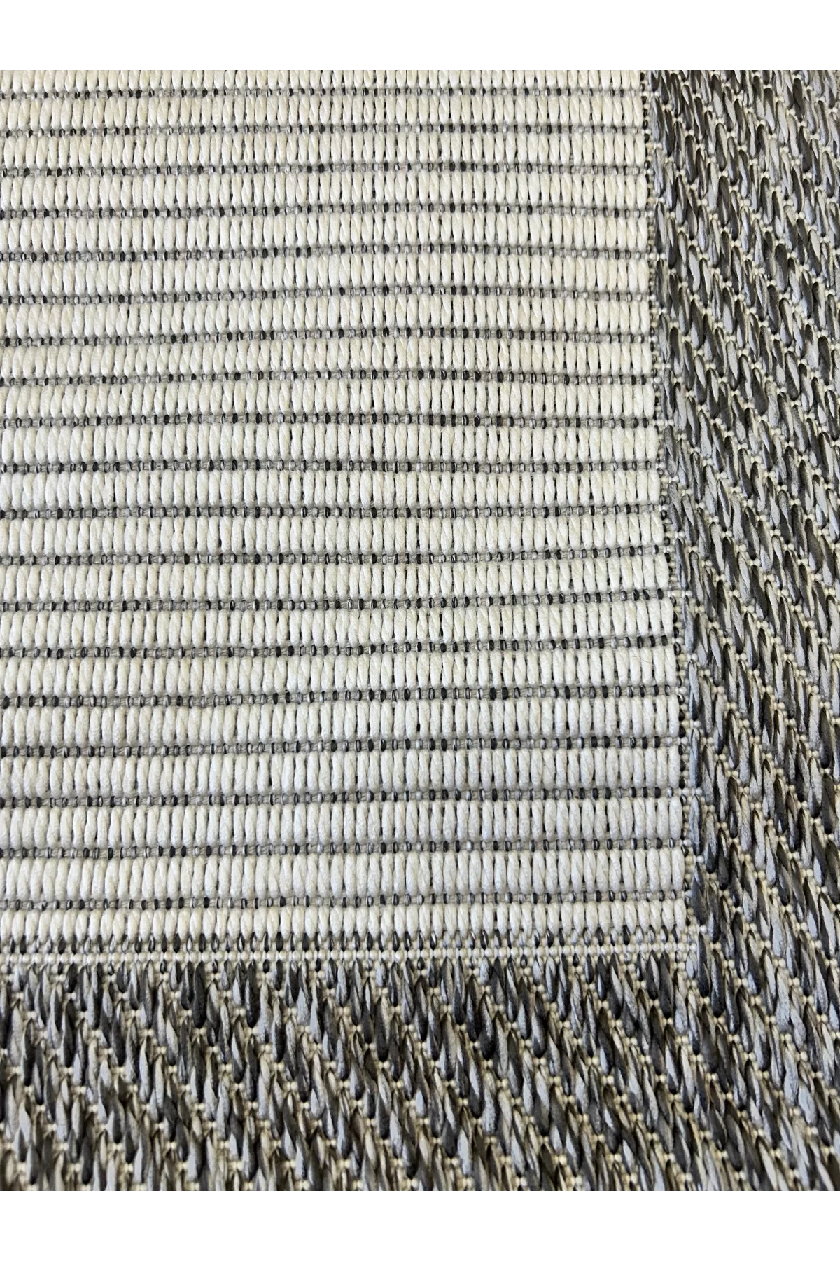 Sisal Düz Çizgili Halı – Modern Çerçeve Desenli, Kaymaz Taban, 4 Renk Seçeneği