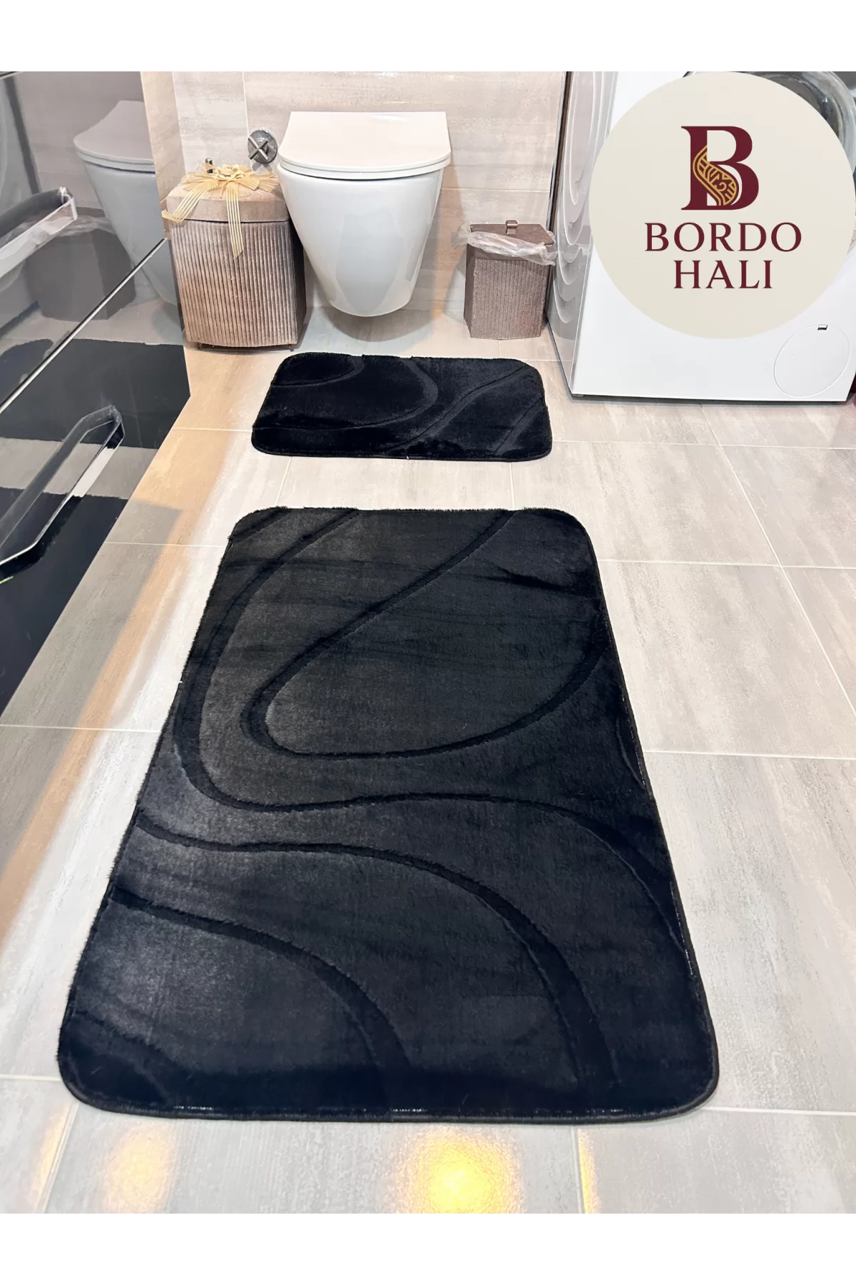 Alura Kaymaz Tabanlı Yumuşak Banyo Paspası – Açık Gri / Antrasit / Beyaz / Siyah / Krem | Bordo Halı