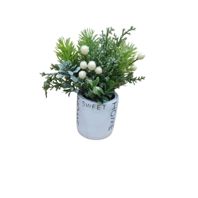 SERAMİK VAZOLU YAPAZ YILBAŞI ÇİÇEĞİ