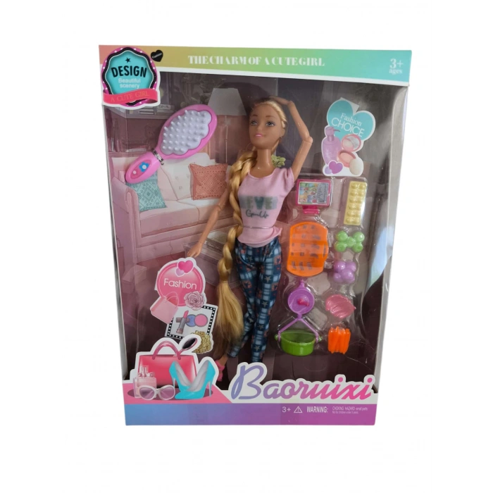 KUTULU UZUN SAÇLI EKLEMLİ BEBEK VE MEYVELER[60]