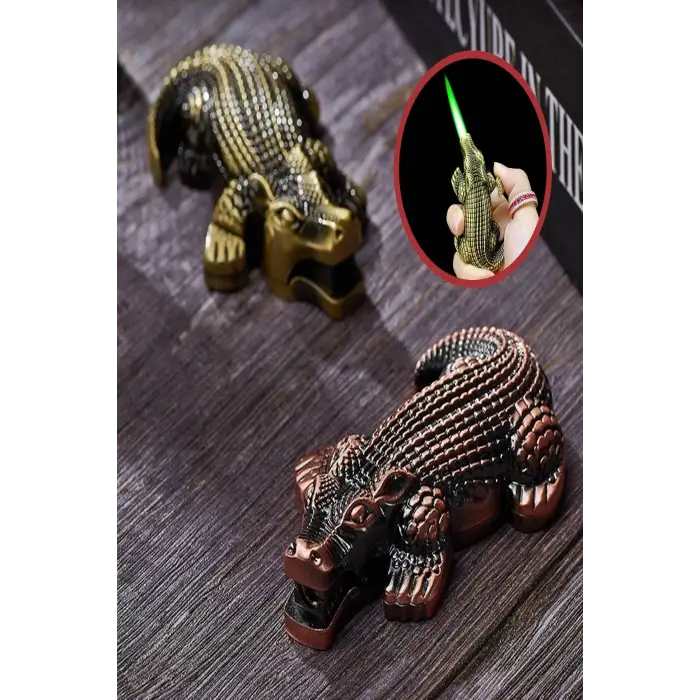 AlsepeteAvm 1 Adet Timsah Figürlü Çakmak Şık Tasarım Konsept Özel Hediyelik Koleksiyon Çakmak