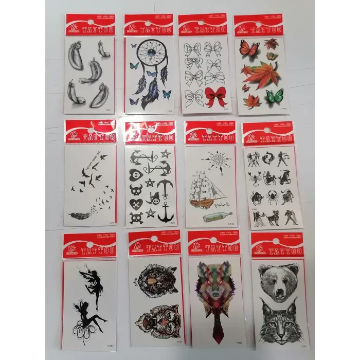 12 Adet Birden Minimal Yapıştırma Dövme Model 12