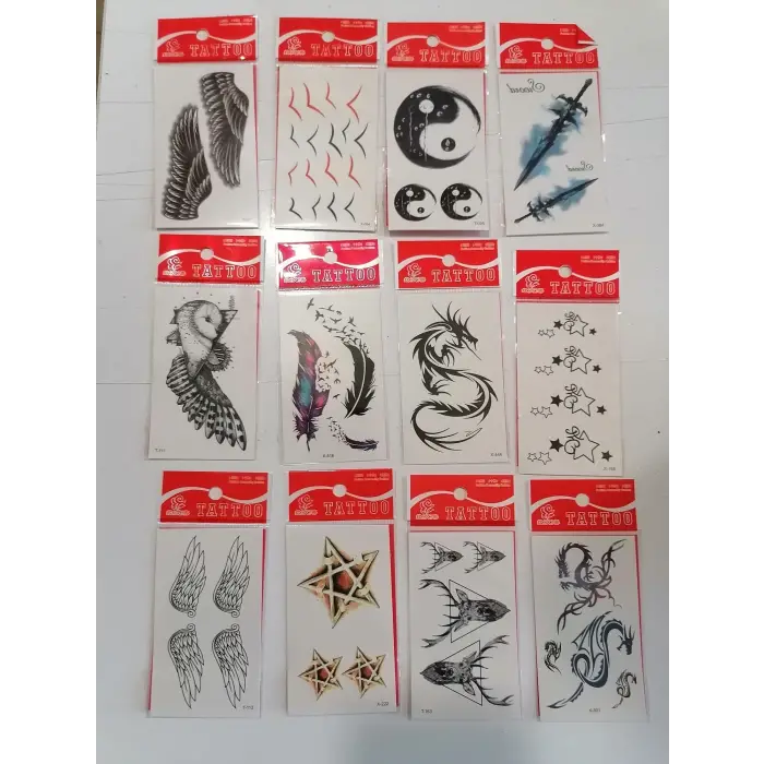 12 Adet Birden Minimal Yapıştırma Dövme Model 14