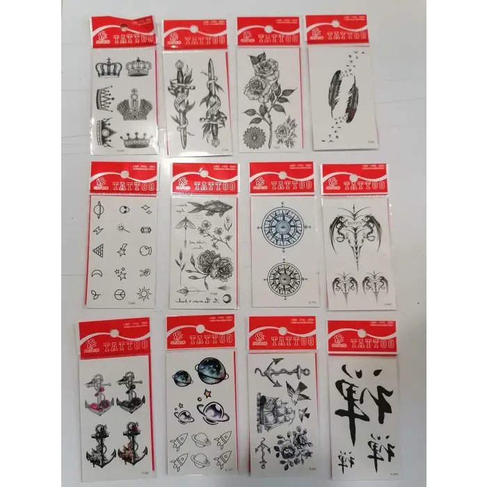 12 Adet Birden Minimal Yapıştırma Dövme Model 2