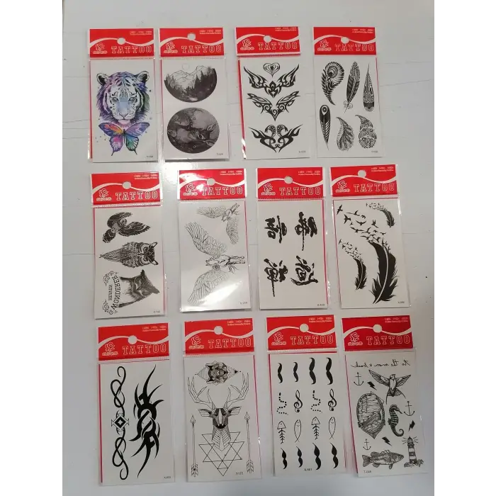 12 Adet Birden Minimal Yapıştırma Dövme Model 3