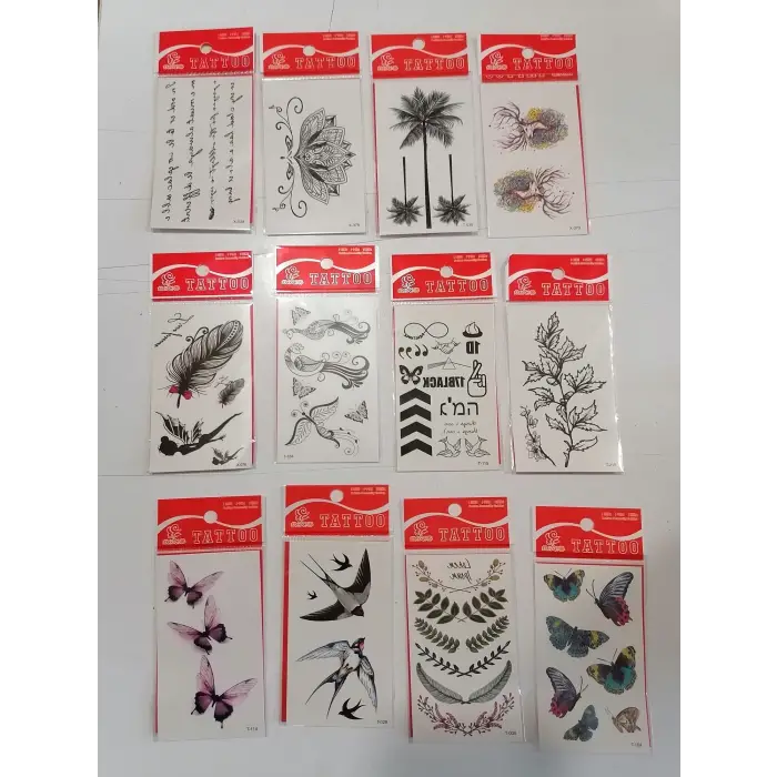 12 Adet Birden Minimal Yapıştırma Dövme Model 7