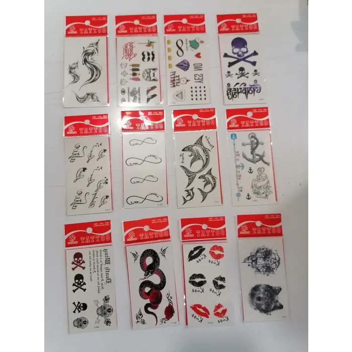 12 Adet Birden Minimal Yapıştırma Dövme Model 8