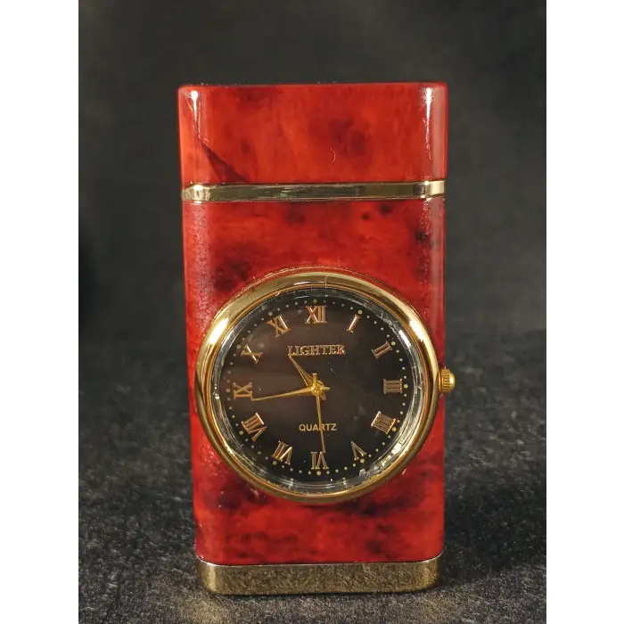 Şık mermer görünümlü saatli ışıklı çakmak