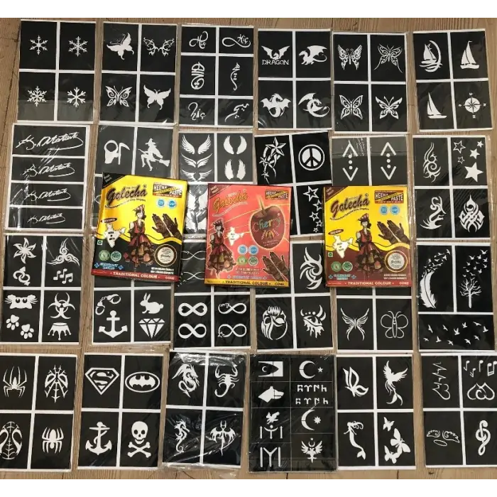 50 Sayfa Kına Deseni ve 12 Tüp Golecha Kına Seti
