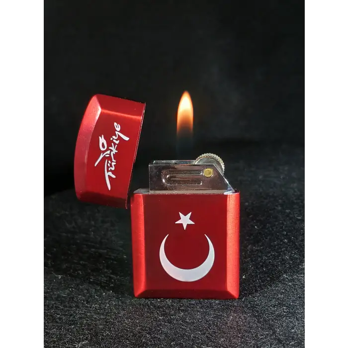 Türk Bayraklı Kırmızı Gazlı Çakmak
