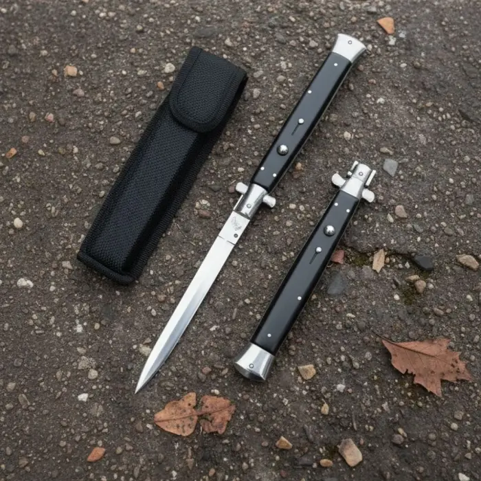 Akc İtalyan 33 Cm Siyah İtalyan Stiletto Kamp Çakısı