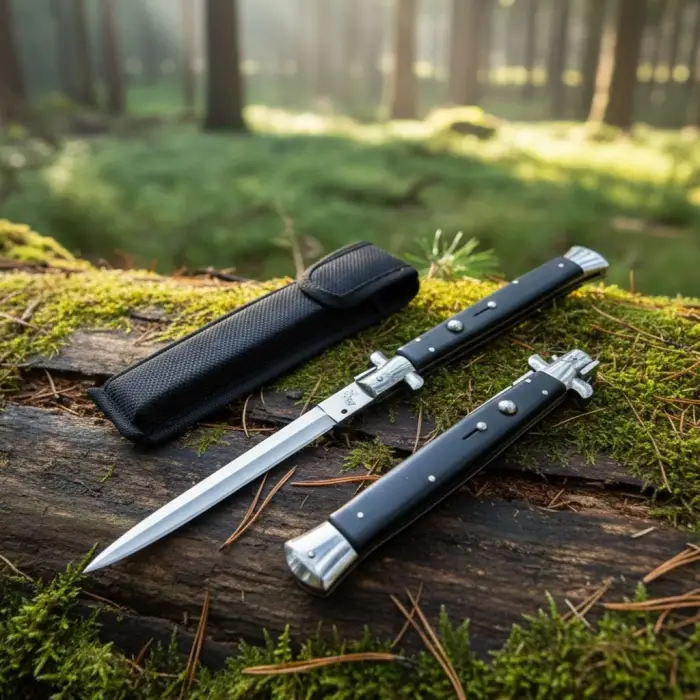 Akc İtalyan 33 Cm Siyah İtalyan Stiletto Kamp Çakısı