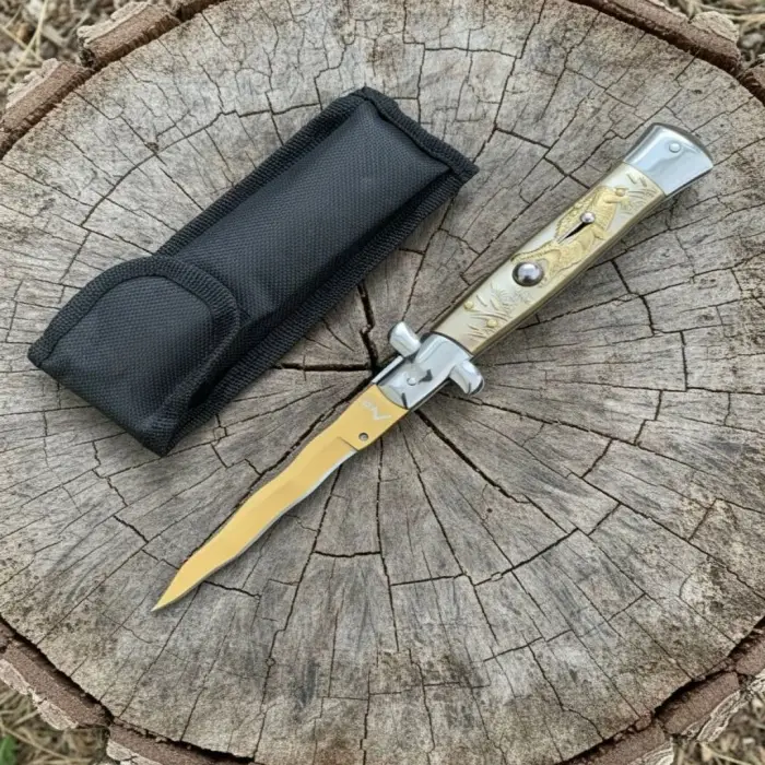 Akc Criss Gold Otomatik Sustalı İtalyan Stiletto Çakı