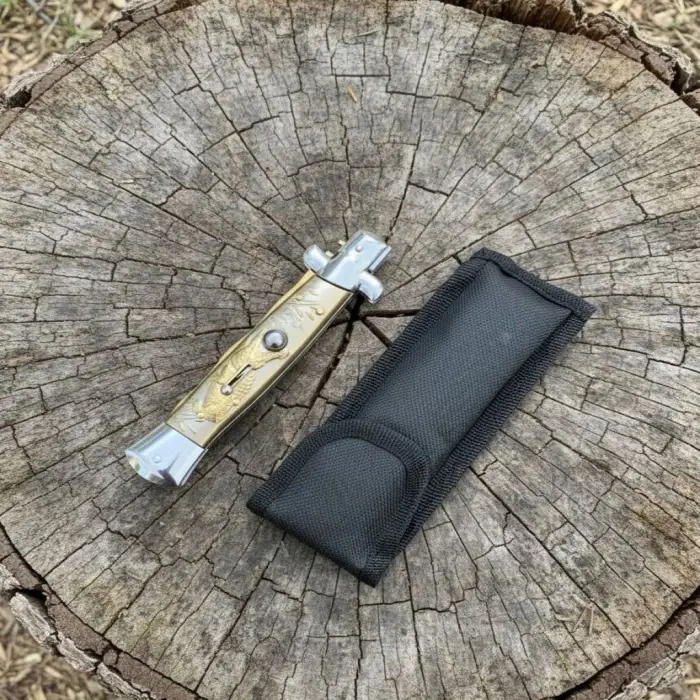 Akc Criss Gold Otomatik Sustalı İtalyan Stiletto Çakı