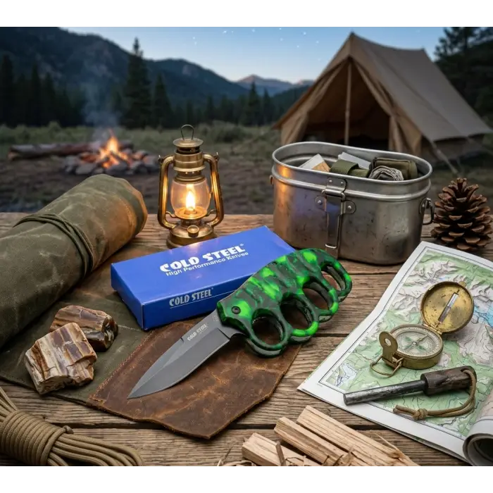 Knivox Cold Steel Kuru Kafa Desenli Auto Kamp Çakısı