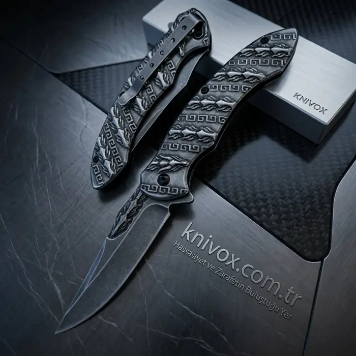 Knivox Browning Desenli Eskitme Gri Kamp Çakısı