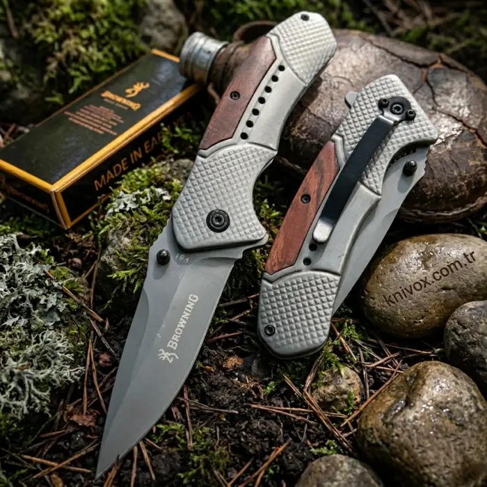 Knivox Browning F81 Çelik Desenli Kamp Çakısı