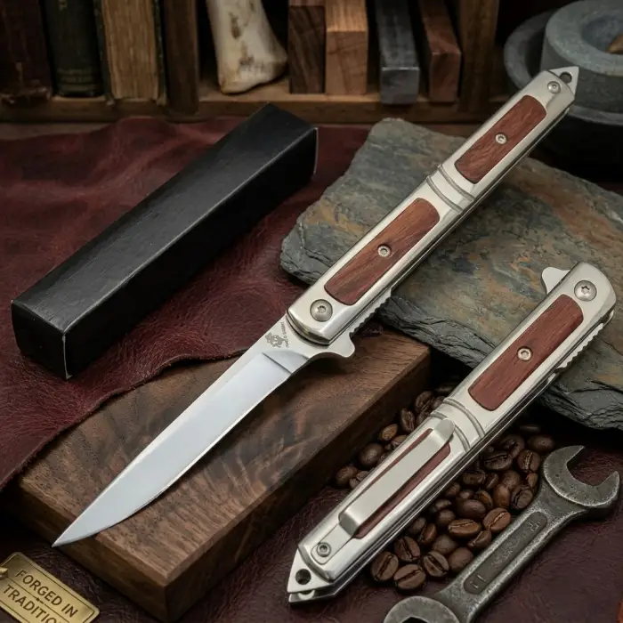 Knivox M390 Ahşap Çelik Kamp Çakısı