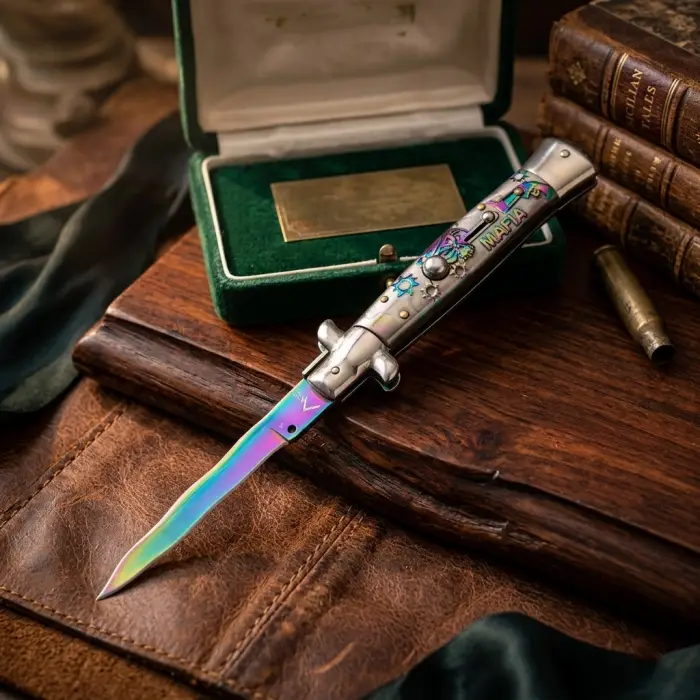 Knivox Akc Desenli Yılan Ağızlı Gökkuşağı İtalyan Stiletto