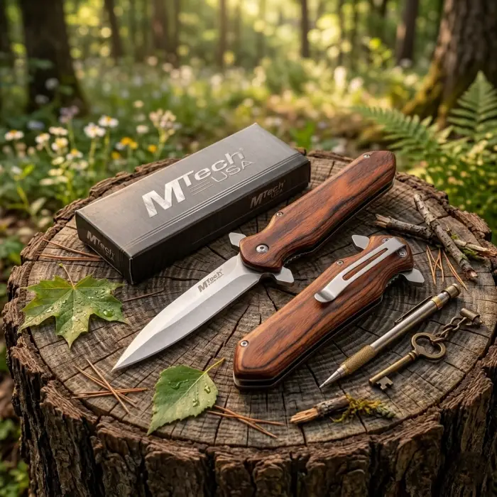 Knivox Mtech 4-11 Ahşap Kabze Auto Kamp Çakısı