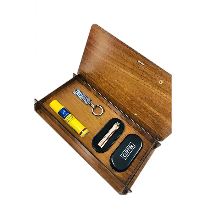 AlsepeteAvm Ahşap Gazlı Metal Çakmak Seti Rose