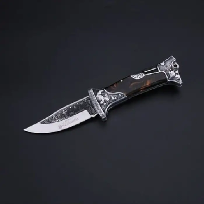 AlsepeteAvm A3188-B Geyik İşlemeli Baba Avcı Bıçağı