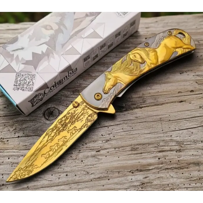 AlsepeteAvm AlsepeteAvm FX-2021-A Gold At İşlemeli Kamp Çakısı