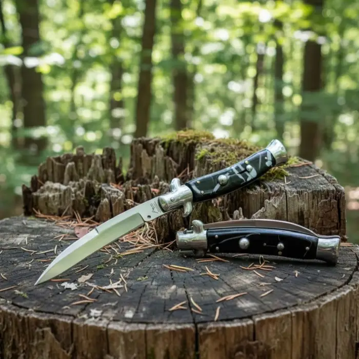 AKC AlsepeteAvm İtalyan Black İtalyan Stiletto Curved Blade Pocket Knife