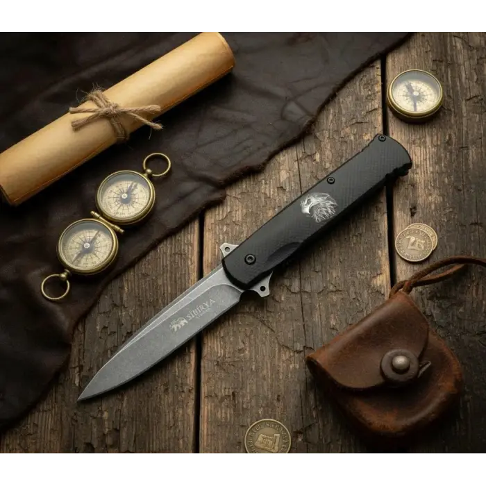 ALSEPETEAVM Kartal Kafası Desenli Otomatik Kamp Çakısı