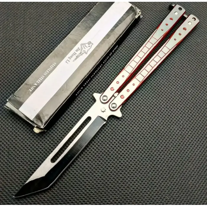 AlsepeteAvm Tanto Kırmızı Desenli Tek Kelebek Kamp Çakısı