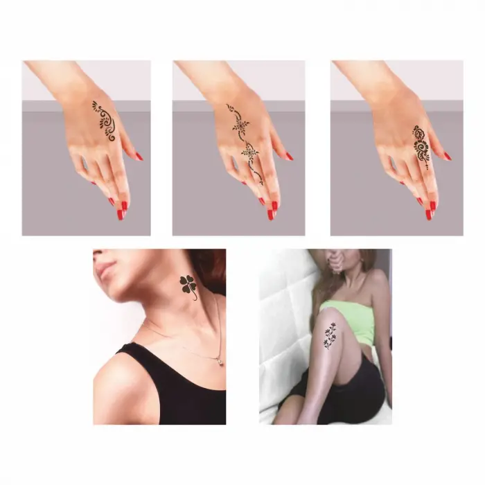 Arajman Çiçekler 5li Set Geçici Dövme Kına Şablonu