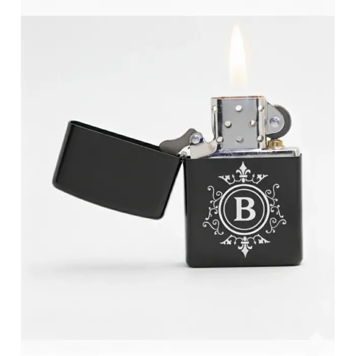 B Harfli Detaylı Kişiye Özel Harf Baskılı Benzinli Çakmak