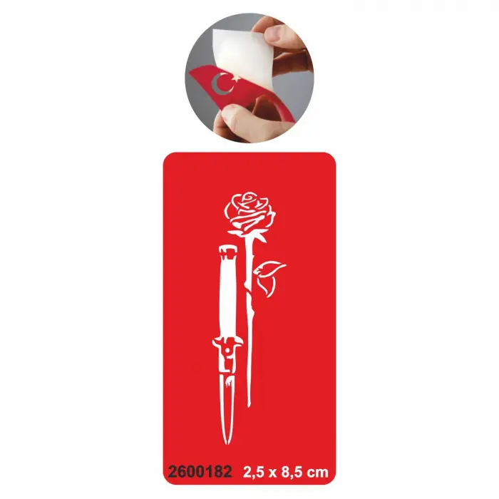 Bıçak Ve Gül  Tattoo Geçici Dövme Şablonları Kına Kalıpları