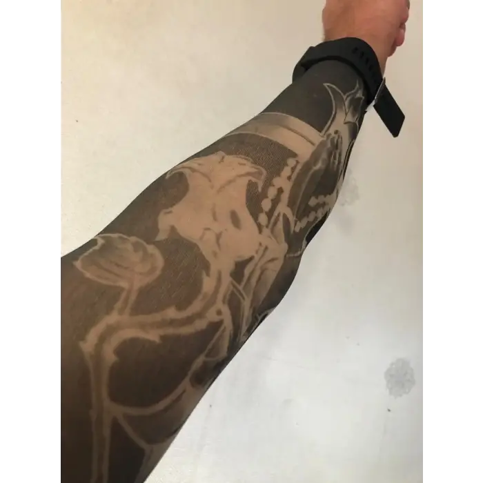 Çift Kol Giyilebilir Dövme Siyah Güllü Desenler