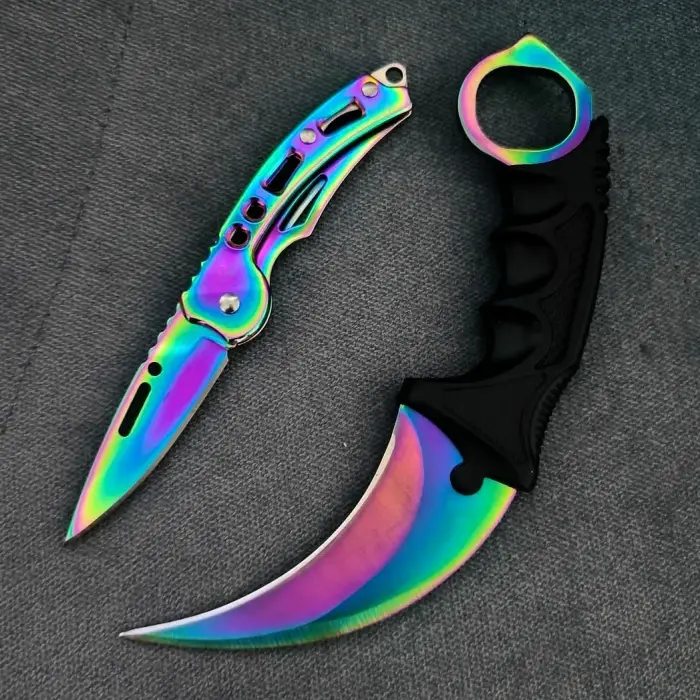 Cs Go Gökkuşağı Karambit ve Mini Çakı Seti