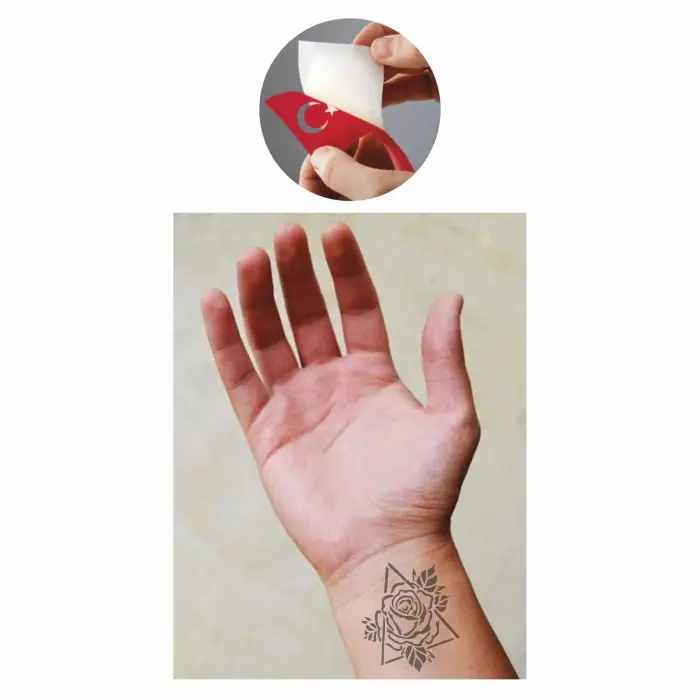 Doğada Valknut Gül Tattoo Geçici Dövme Şablonları Kına Kalıpları