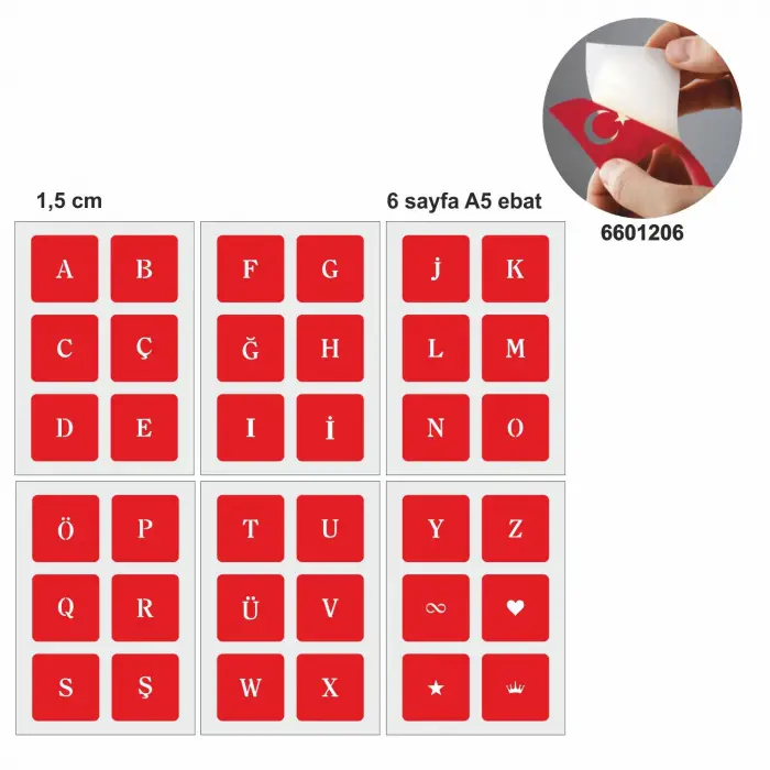 Düz Font Kare Harf Seti Geçici Dövme Şablonu