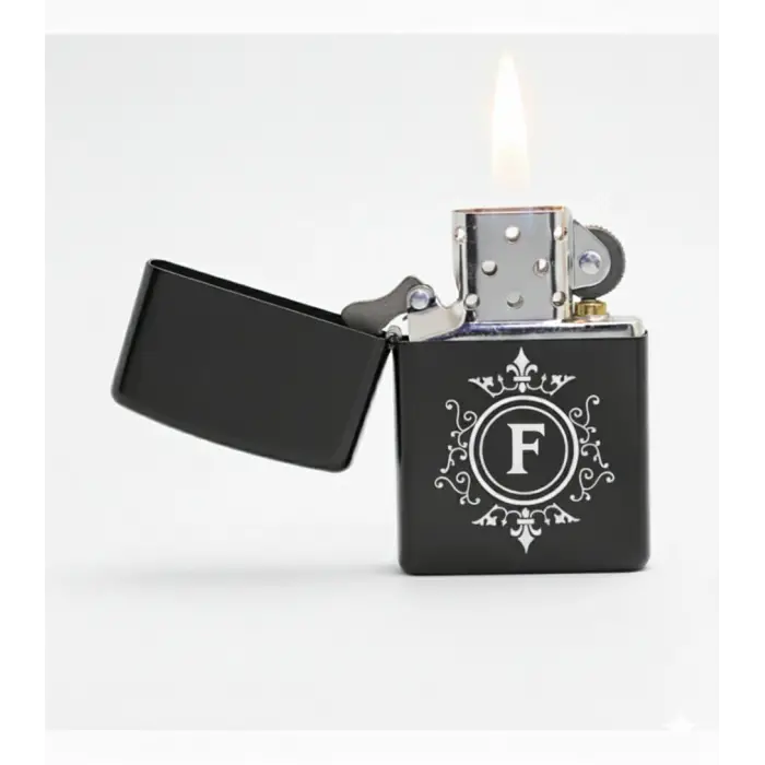 F Harfli Kişiye Özel Harf Baskılı Benzinli Çakmak