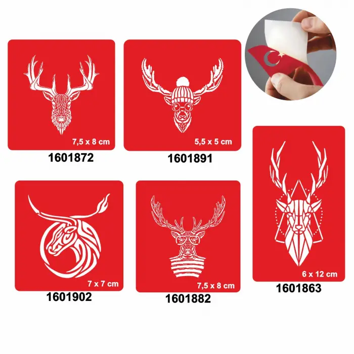 Geyik Desenleri 5li Set Geçici Dövme Kına Şablonu