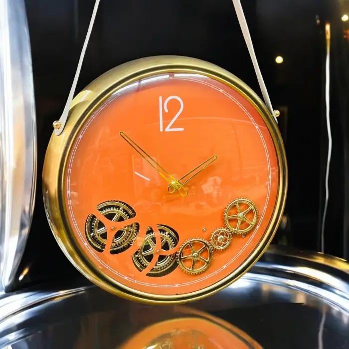 Geyikli Çarklı Duvar Saati Koyu Bej 44x34