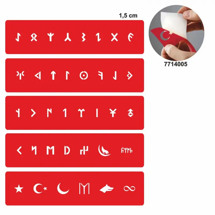 Göktürkçe Harf Bantı 5 li Set Geçici Dövme Kına Şablonu