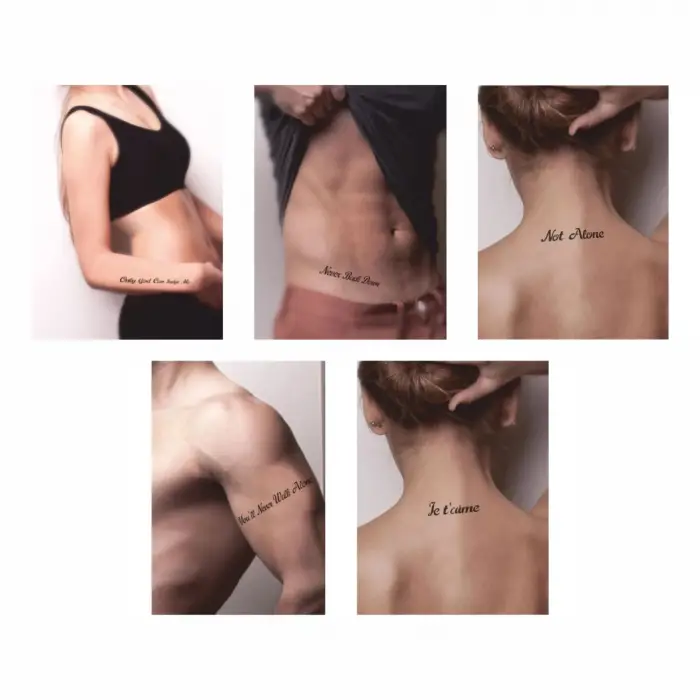 Güçlü Sloganlar 5li Set Geçici Dövme Kına Şablonu