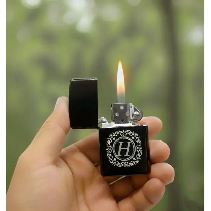 H Harfli Kişiye Özel Harf Baskılı Benzinli Çakmak